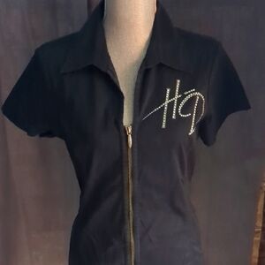 Sexy Zip Front Harley Davidson Top with a Little Bling ✨